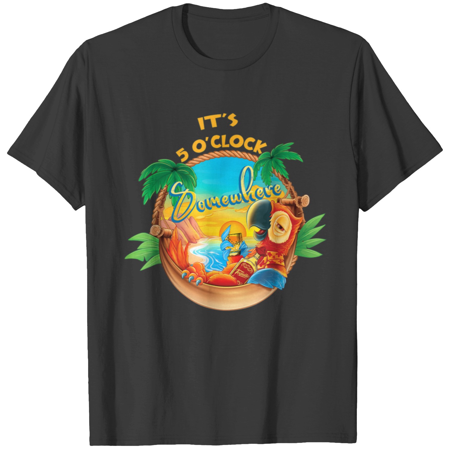 It Is 5 O Clock Somewhere Drinking Parrot T Shirt